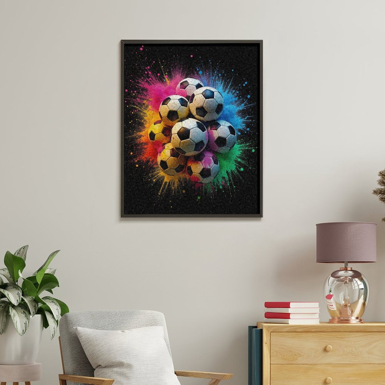 Paint By Numbers Kit for Adults Beginner - DIY Soccer Balls Colorful Explosion Canvas Painting Kits for Adults, Frameless Paint By Number for Adults for Home Wall Decor 16x20 Inch