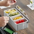 thumbnail image 2 of TrueCraftware- 4 Compartment Condiment Dispenser Garnish Tray Bar Caddy Stainless Steel Body with Acrylic Hinged White Color Lid- Condiment Server Caddy Bar Garnish Holder Bar Accessories Fruit Salad, 2 of 7