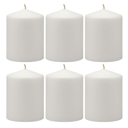 Stonebriar Collection Unscented White Pillar Candle, 6-Pack, 3" x 4", 35-Hour Burn Time