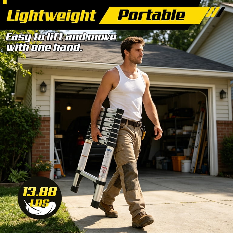 HBTower 8.5 Ft Aluminum Telescoping Ladder, 330 Lb Capacity photo 7