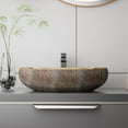 thumbnail image 4 of WinZo Bathroom Artistic Vessel Sink, 24x16x5.9 inch Oval Bowl Sink, Retro Ceramic Washbasin Above Counter, Ceramic Porcelain Bathroom Sink Bowl for Vanity, Carving Brown, 4 of 7