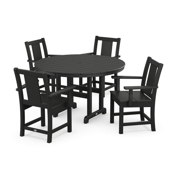 POLYWOOD® Prairie 5-Piece Round Farmhouse Dining Set in Black