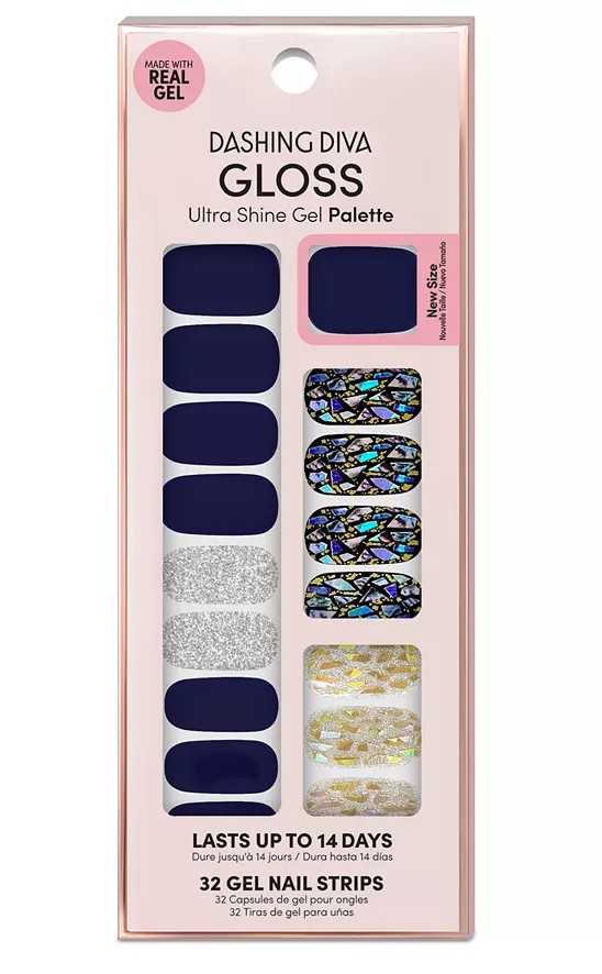 Dashing Diva Gloss Gel Nail Strips, Ultra Shine Real Gel, Lasts Up To 14 Days, GS108 Lapis Lazuli, 32 Strips
