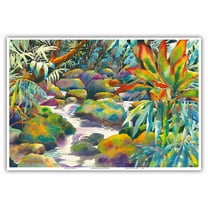 Nuʻuanu Stream - Honolulu Oahu Hawaii - From an Original Hawaii Watercolor Painting by Peggy Chun - Master Art Print (Unframed) 13in x 19in