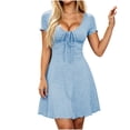 thumbnail image 7 of Lace Mini Dress Cap Sleeve Tie Front Square Neck A Line Cute Short Graduation Dresses for Women 2026 Summer, 7 of 7