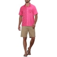 thumbnail image 2 of CAMISA DE PARCHEO DE BOTONES DE MANGA CORTA CON PUNTOS DE POLKA PARA HOMBRES INSPIRADOS EN EL VERANO COLOR ROSA, 2 of 7
