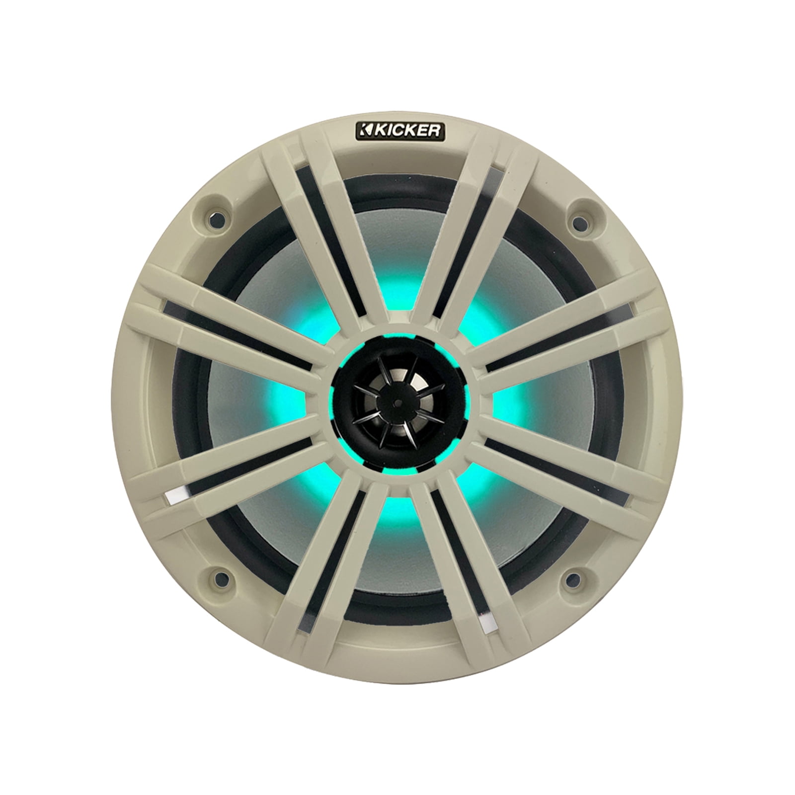 1 Pair (QTY 2) of Kicker 8" 2-Way 300 Watts Max Power Coaxial Marine Audio MultiColor LED Speakers with White Grilles, 50-Feet 16-Gauge Speaker Wire