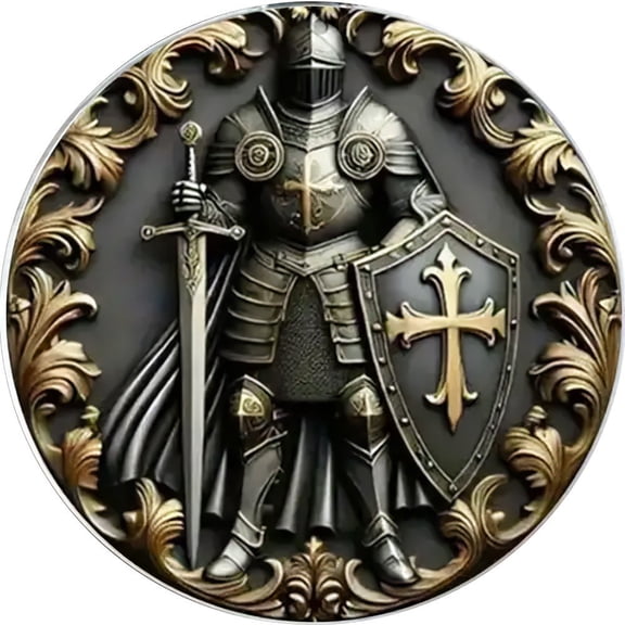 Jiibva Fashion Templar Knight Cross Brooch Stainless Steel Round Lapel Pin Badge Handcrafted Lapel Pin Badge Brooch for Men Women