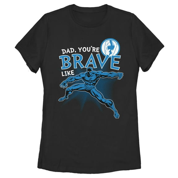 Women's Marvel Dad You're Brave Like Black Panther  Graphic Tee Black Large
