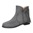 thumbnail image 2 of Viluyesy Ankle Boots for Womens, Wide Calf Flat Heels Suede Tassels Comfort Western Booties Gray US7, 2 of 9