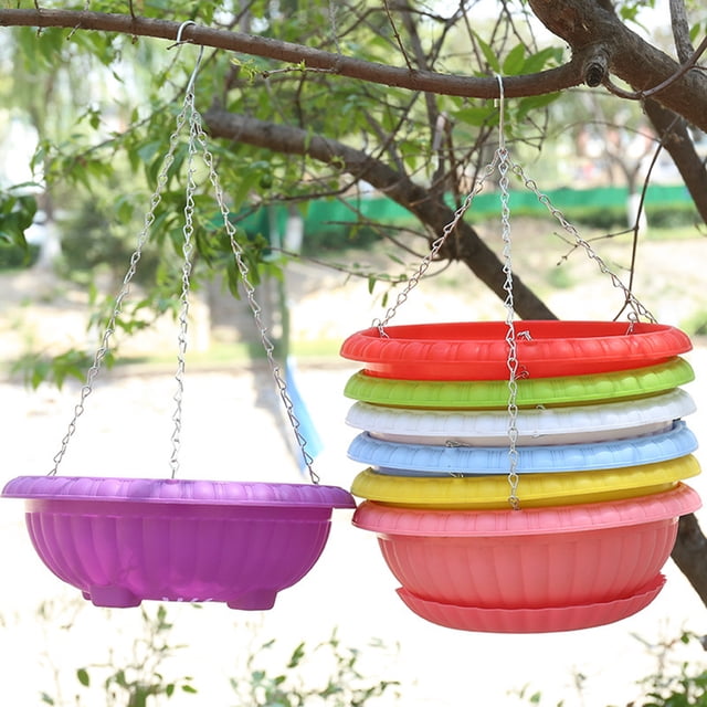 Flmtop Breathable Hanging Flower Pot Triangular Design Plastic Smooth Surface Plant Pot Patio Decor