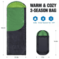 thumbnail image 2 of Backpacking Sleeping Bag – Single Size, 3-Season, Green/Gray, Envelope Shape, Water-Resistant Polyester, 30 ° F to 70 ° F, 2 of 7