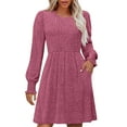 thumbnail image 2 of Taylonsss Fall Dresses for Women Square Neck Long Sleeve Dresses Casual Babydoll Sweater Dress, 2 of 7