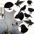 thumbnail image 7 of Stiwee 6Pcs/Set Halloween Black Crows Black Crow Ornament, Plastic Desktop Decoration for Gifts Party Decor Halloween Black Feathered Crows, Realistic Looking Halloween Decoration Birds, 7 of 7
