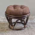 thumbnail image 3 of International Caravan Bali 18-inch Footstool with Microsuede Cushion Chocolate Faux Leather, Rattan, 3 of 5