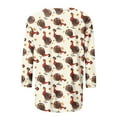 thumbnail image 4 of VKOYWKM Womens Tops 3/4 Sleeve Thanksgiving Shirts Turkey Graphic T Shirts Casual Round Neck Loose Fit Funny Family Party Top Tunic Blouses, 4 of 5