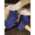 thumbnail image 2 of xiaxaixu Toddler Ribbed Sock Pair, Lacing Hem Elastic Cuff Middle Stockings, 2 of 3