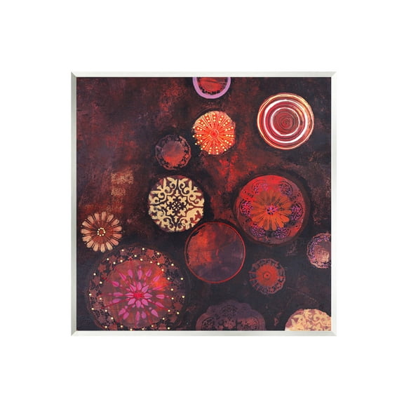 Stupell Industries Red Circular Patterned Shapes Graphic Art Unframed Art Print Wall Art, Design by Design Fabrikken