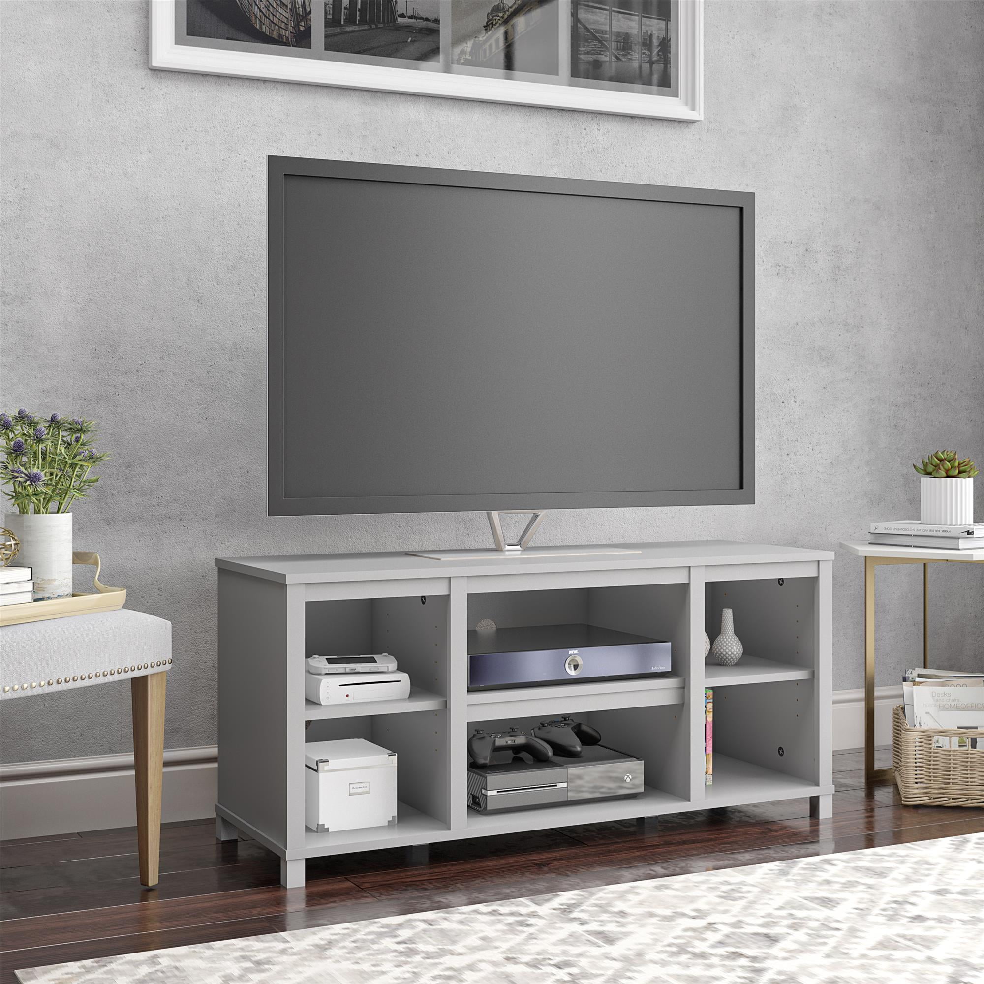 Parsons Cubby TV Stand Holds Up to 50 TV Mainstay. Black Oak, 45.39 x 15.75 x 20.87 Inches 