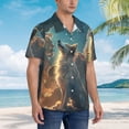 thumbnail image 3 of Pofeuu Starry Sky Cloud Wolf Print Hawaiian Shirt for Men Sleeves Casual Button Down Summer Beach Dress Shirts T-Shirts,3X-Large, 3 of 7