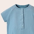 thumbnail image 5 of KPOPLK Baby Boy Clothes Infant Summer Casual Cartoon Print Romper Toddler Baby Plain Short Sleeve Bodysuit Jumpsuit Size 3-6 Months,Blue, 5 of 6