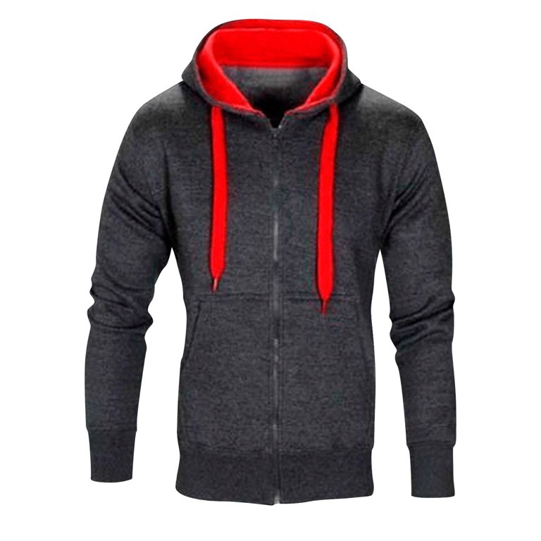 Sporting Male Hoodie - Men's Breathable Color Block Hooded Sweatshirt, Loose Fit For Jogging, Casual Wear (Red, 2XL)