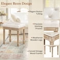 thumbnail image 3 of Dycanpo 16" Vintage Vanity Stool, Button Tufted Upholstered, Solid Wood Legs, Beige, 3 of 7