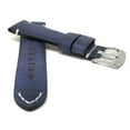 thumbnail image 3 of Bandini Extra Long 24mm Mens Vintage Leather Watch Band Strap - Blue - Stainless Steel Buckle, 3 of 5