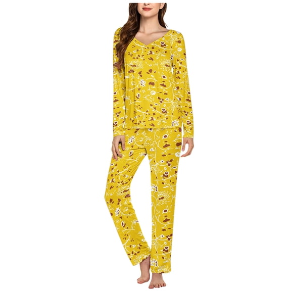 Njagoc3 Women's Long Sleeve Animal Print Pajama Set - Patterned, Casual Style, Fall & Sleep Wear