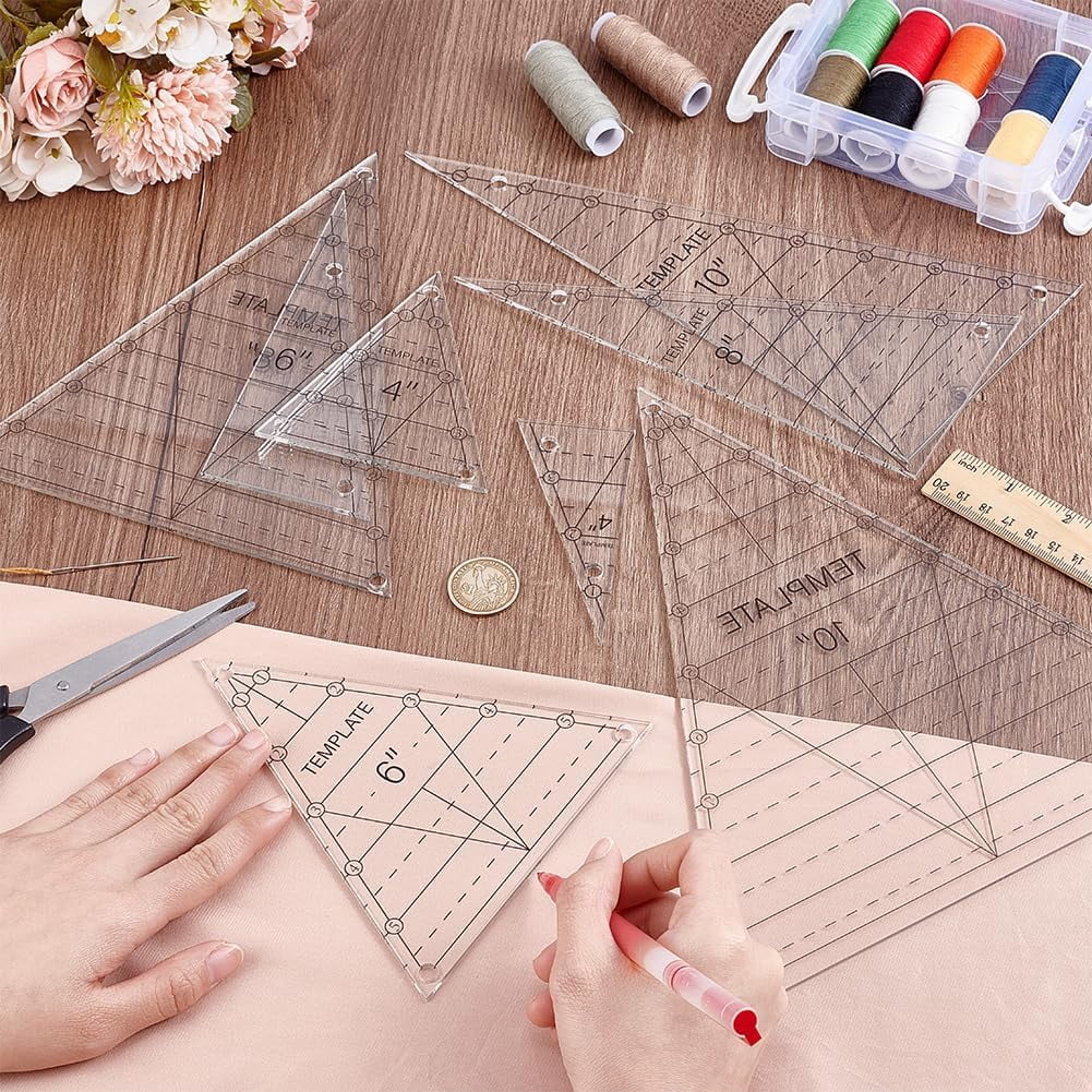8 Pcs Triangle Quilting Template Triangle Rulers Quilting Transparent Acrylic T-Shirt Rulers Acrylic DIY Hand Patchwork Template