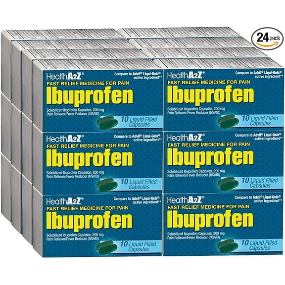 HealthA2Z® Ibuprofen Softgel 200mg | 24 Packs of 10 Softgels Each (240 Softgels Total) | Value Pack | NSAID Pain Reliever & Fever Reducer