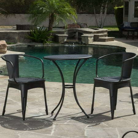 Kayla Aluminum 3 Piece Round Patio Dining Set (Best Paint For Wrought Iron Patio Furniture)