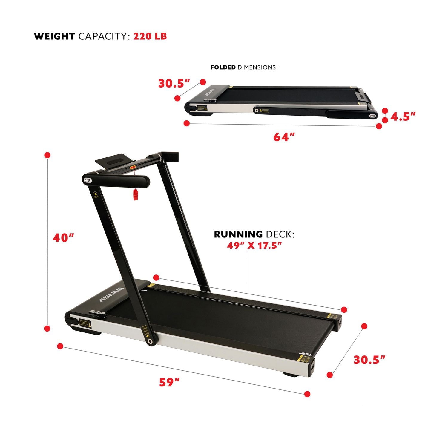 ASUNA Space Saving Motorized Treadmill