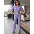 thumbnail image 2 of Conjunto 2 Piezas Casual Chic para Mujer Unitalla, Blusa de Manga Corta y Pantalón Cómodo, Estilo Elegante y Sofisticado para Mujer, 2 of 5