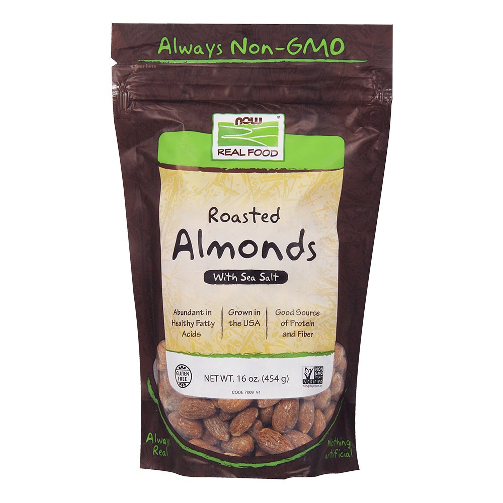NOW Foods, Almonds, Roasted with Sea Salt, Source of Protein, Fiber and