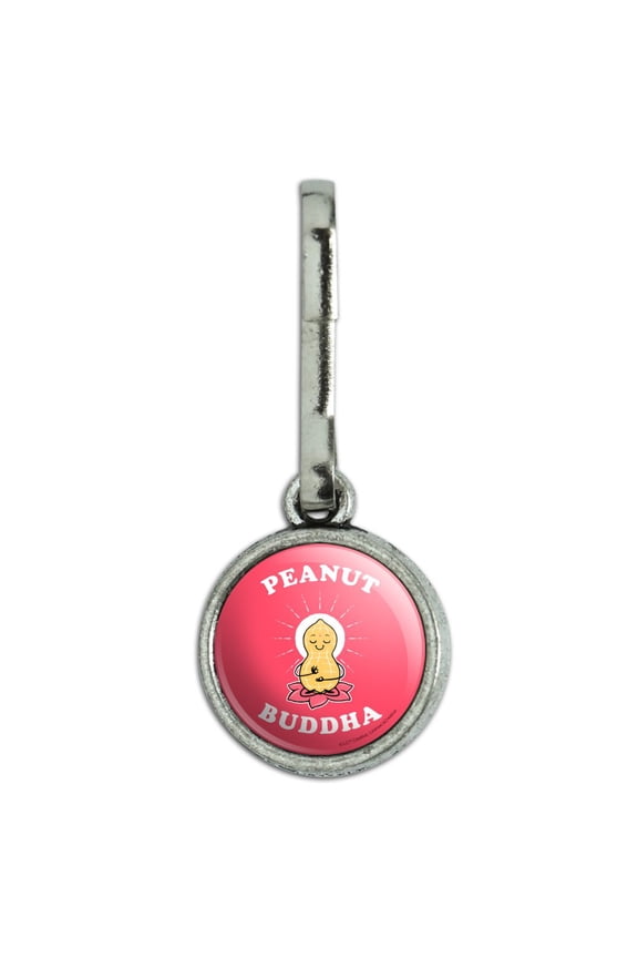 Peanut Buddha Butter Funny Humor Antiqued Charm Clothes Purse Suitcase Backpack Zipper Pull Aid