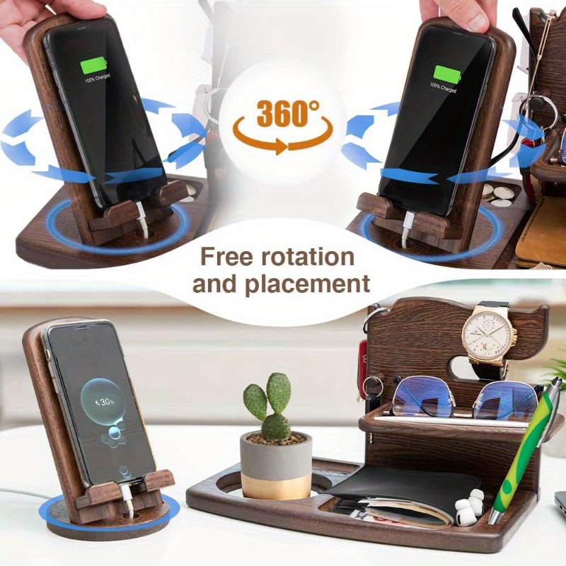 XTMPMY Stylish and Convenient Wooden Phone Holder with Multi-Functional Design - Perfect Fathers Day Gift! No Batteries Required.