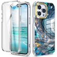 thumbnail image 1 of Tarise iPhone 14 Pro Max Case with Screen Protector, [Wireless Charging] Shockproof Drop Proof Dual Layer Rugged Hybid Back Cover with TPU Impact Resistant for Apple iPhone 14 Pro Max, Blue Marble, 1 of 8