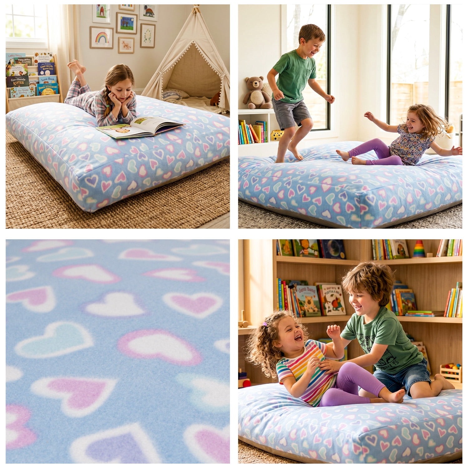 48" x 72" Sensory Crash Pad for Kids & Adults, Soft Fleece Foam Landing Mat, Non-Slip Bottom, Removable Washable Cover for Jumping, Gymnastics, Play and Relaxation