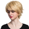 thumbnail image 3 of Pelucas de pelo Bob corto Peluca de natural con gorro de peluca para mujer Dama diario / Baoblaze Peluca rubia corta de cabello humano, 3 of 8