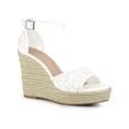 thumbnail image 1 of BLISSFUL STEP Sandales Compensées Espadrilles à Plateforme à Bride à la Cheville pour Femmes Blanc 8, 1 of 7