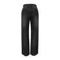 thumbnail image 5 of BKQCNKM Wide Leg Jeans for Women Rhinestone Jeans Baggy Jeans Casual Loose Harem Jeans Baggy Wide Leg Jeans High Waisted Straight Leg Denim Pants Barrel Jeans for Women, Black 3XL, 5 of 5