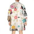 thumbnail image 2 of Wearable Oversized Blanket,Dogs with Party Hats and Flowers Wearable Blanket Hoodie for Adults,Cozy Hooded Blankets with Super Pockets,Super Warm Fuzzy Pullover for Women & Men, 2 of 6