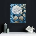 thumbnail image 4 of JEUXUS  Rose Flower Picture Canvas Wall Art White Floral Blue Theme for Living Room Bedroom Decor with Framed Ready to Hang, 4 of 4