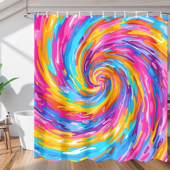 Tie Dye Colorful Boho Shower Curtain, Waterproof Fabric Shower Curtain, Washable Polyester Bath Curtain for Bathroom Decor 36"W X 72"H