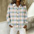 thumbnail image 3 of CAIXIA Womens Plaid Shirts Womens Plaid Jacket Cotton Classic Long Sleeve Button Down Collared Casual Tops Lightweight Fall Blouses, 3 of 5