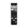 thumbnail image 5 of 32" H black bar-coffee cart, kitchen or living room cabinet storage, with 4 wheels, folding surface, 2 central drawers covered by folding doors, ideal for storing glasses, and snacks., 5 of 5