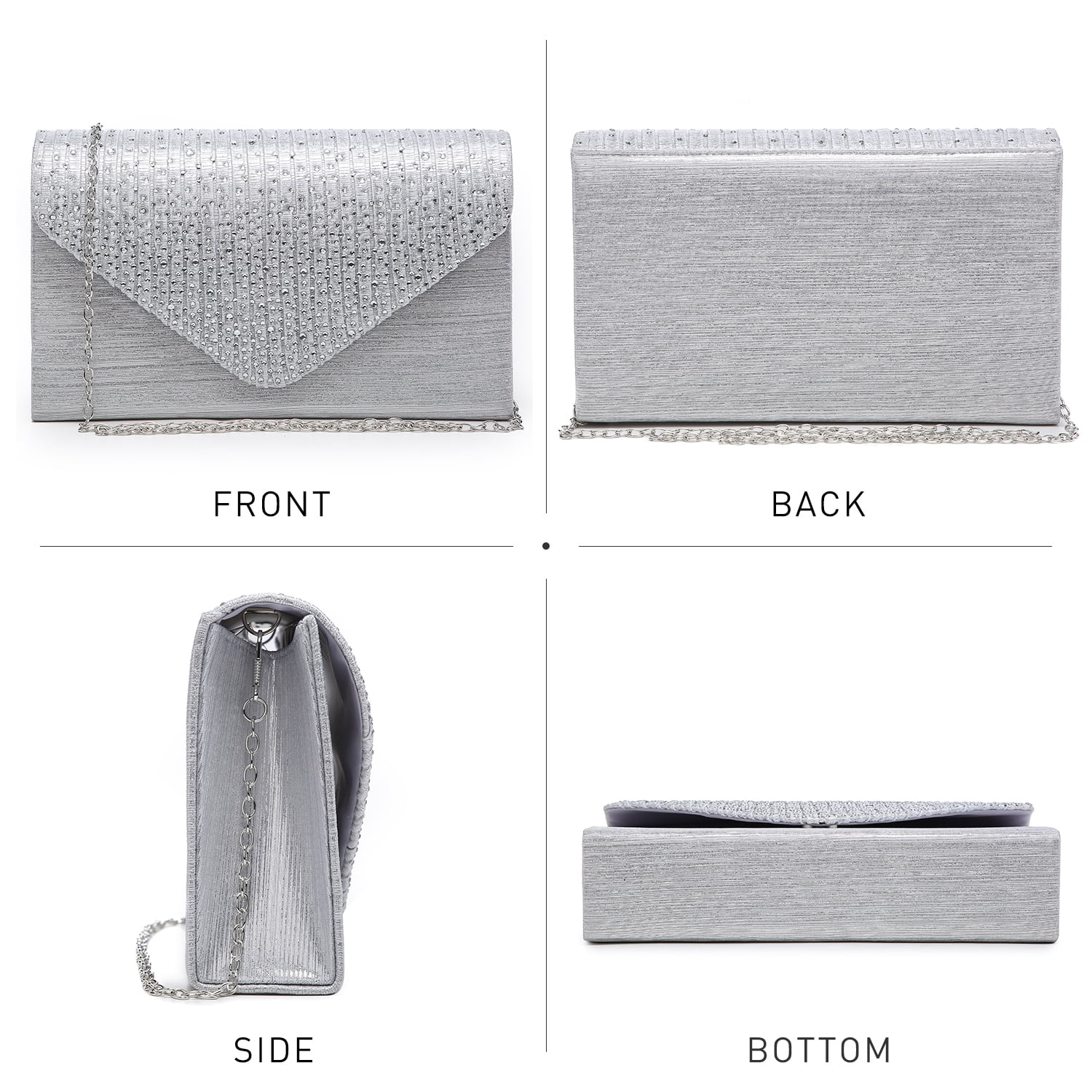 Dasein Women's Evening Bags Envelope Handbag Party Prom Clutch Purse Shoulder Cross Body Bag