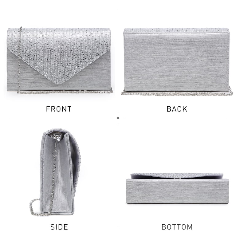Dasein Frosted Satin Evening Clutch, Rhinestone Silver photo 5