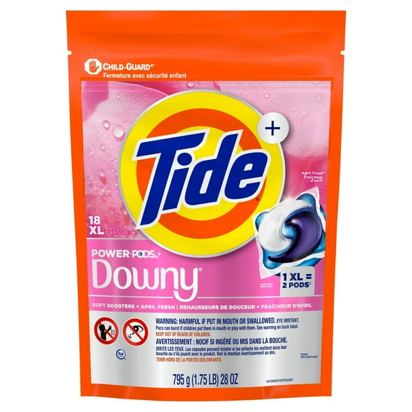 Tide Power PODs + Downy Laundry Detergent Pods, Soft Boosters + April Fresh, 18CT